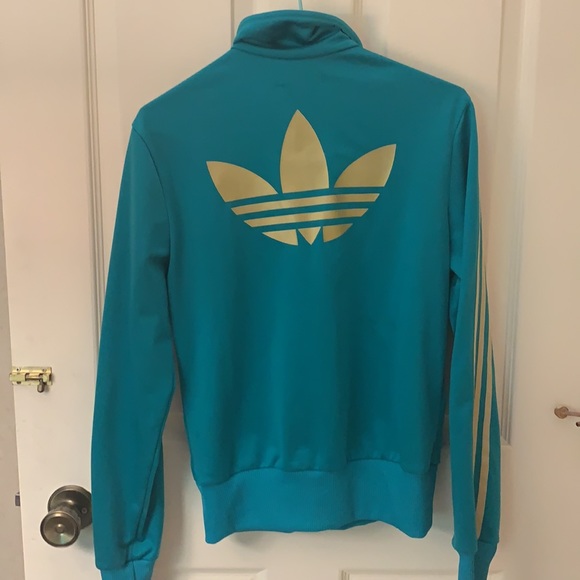 Adidas Classics Teal and Gold Stripe Track Jacket - Picture 3 of 8